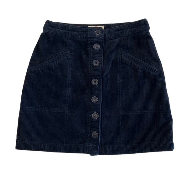 Marine Layer Black Button Up Corduroy Mini Skirt Women's Size 0 Retro Fall - Picture 1 of 9